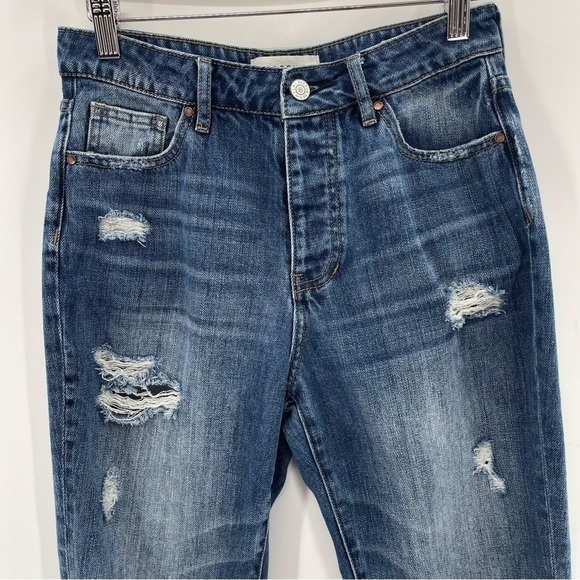 PACSUN Straight Leg Distressed Mom Jeans 90's Button Fly High Rise Size 25 - Picture 2 of 9